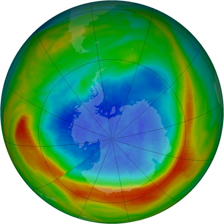 Antarctic ozone map for 24 September 1982